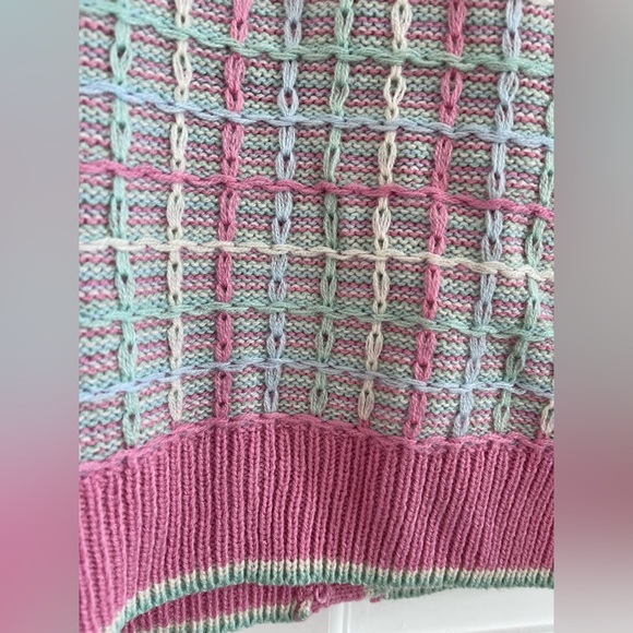 Pink and green sweater dress with buttons size XS - Picture 3 of 6